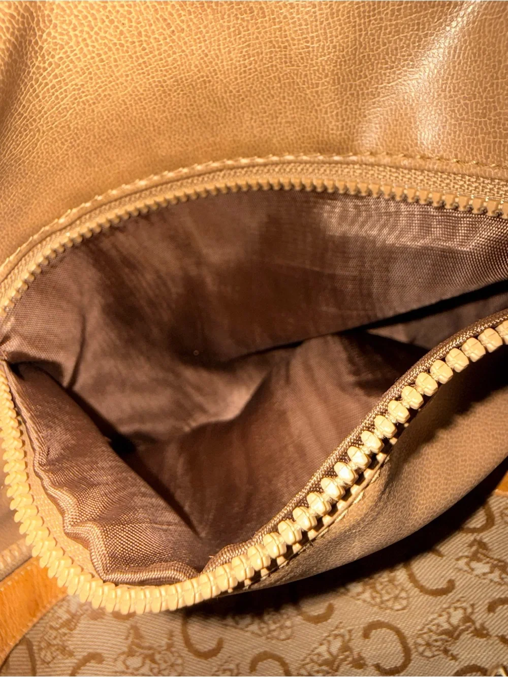 Celine Vintage Tan Monogram Travel Duffel